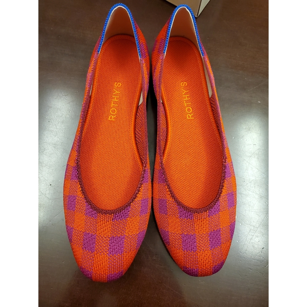 NIB Rothy's Pomegranate Gingham Squares in size 9